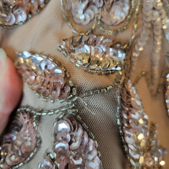 NWT Adrianna Papell Floral Beaded Ankle Length Sleeveless Gown Rose Gold Sz 6P - Picture 12 of 16